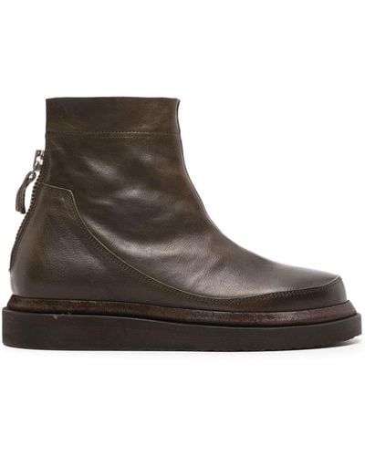 Moma Faded Cal Leather Ankle Boots - Brown