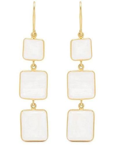 Pippa Small 18kt Yellow Gold Triple Drop Moonstone Earrings - White