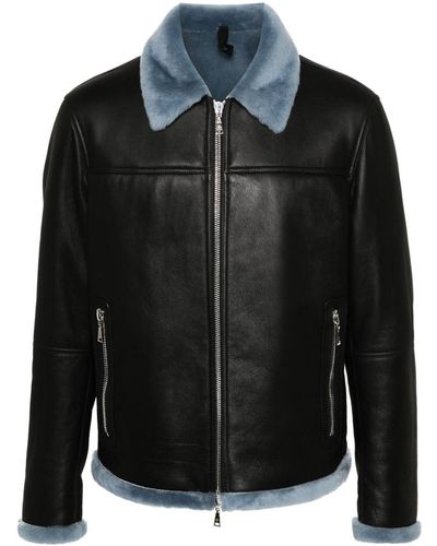 Tagliatore Zip-Up Leather Jacket - Black