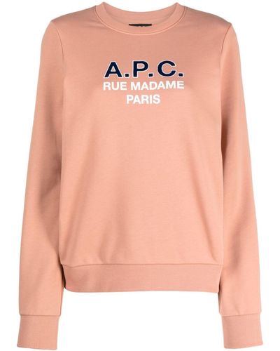 A.P.C. Sweat en coton Madame à logo imprimé - Rose