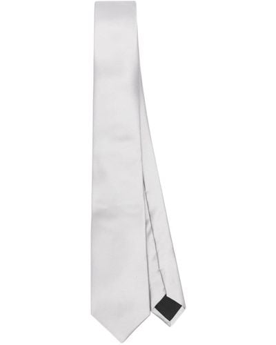 Lanvin Cravate en soie à bout pointu - Blanc