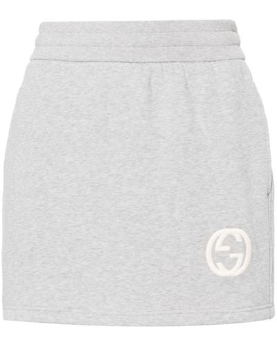 Gucci Interlocking G-logo Cotton Miniskirt - White