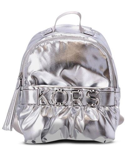 Michael Kors Logo-lettering Metallic Backpack - White