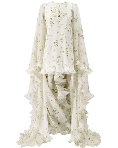 Giambattista Valli Lucky Love Silk Cape Dress - White