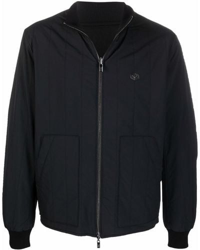 Emporio Armani Quilted Panel Bomber Jacket - Blue