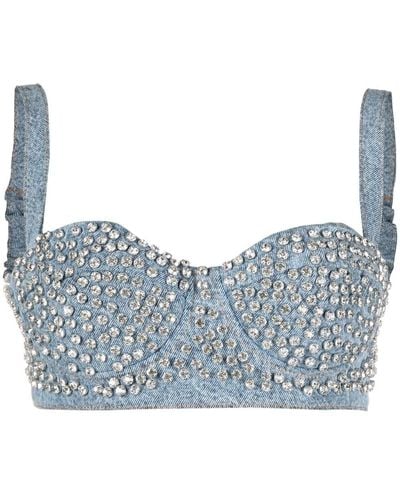 Moschino Jeans Crystal-embellishment Bandeau Top - Blue