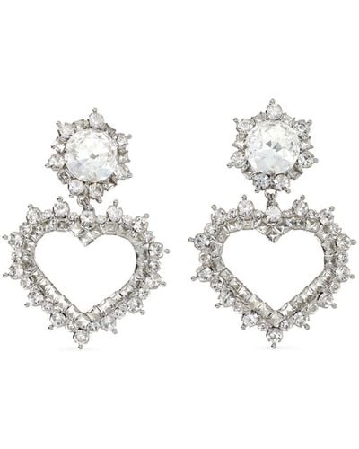 Alessandra Rich Heart-motif Drop Earrings - White