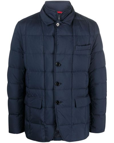 Fay Quilted Button-fastening Jacket - Blue