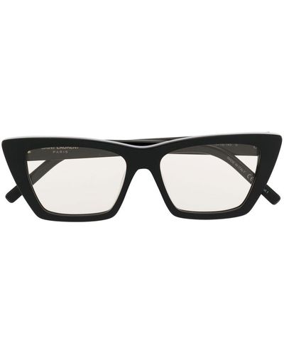 Saint Laurent Logo-lettering Cat-eye Sunglasses - Black