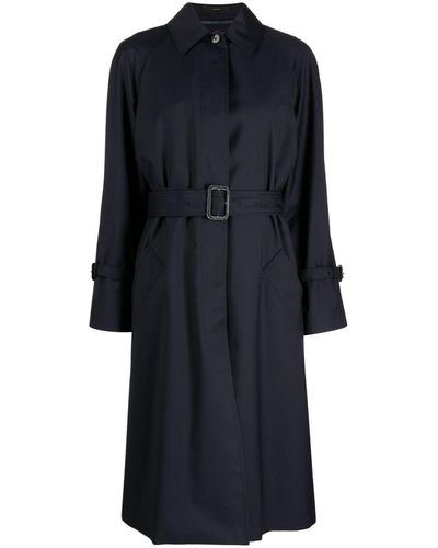 Paul Smith Belted Wool Trench Coat - Blue