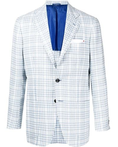 Kiton Tailored Check-print Blazer - Blue
