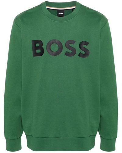 BOSS Logo-print Cotton Sweatshirt - Green