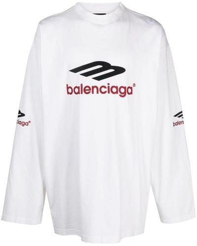 Balenciaga T-shirt en coton à logo brodé - Blanc