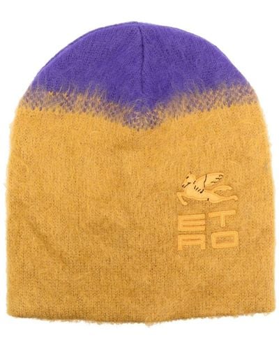 Etro Two-tone Knitted Beanie - Blue