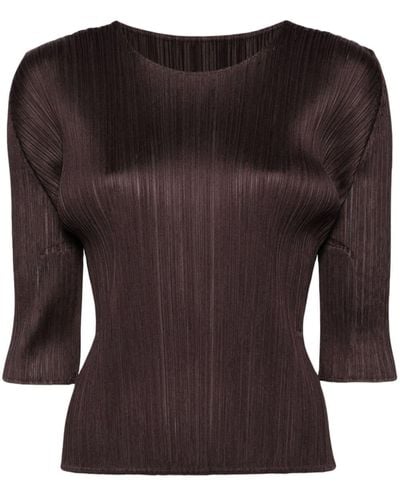 Pleats Please Issey Miyake Monthly Colors: April Pleated T-shirt - Brown