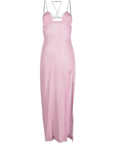 Nensi Dojaka Cut-out Semi-sheer Maxi Dress - Pink