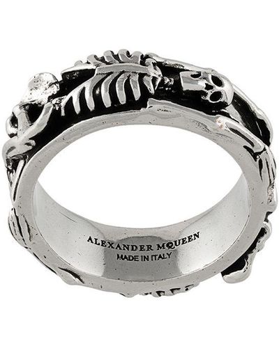 Alexander McQueen Anillo con diseño de esqueleto - Metálico