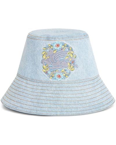 Etro Sombrero de pescador con bordado Pegaso - Azul