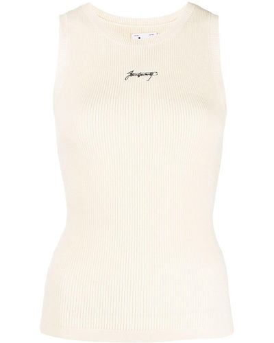 Izzue Embroidered-logo Tank Top - Natural