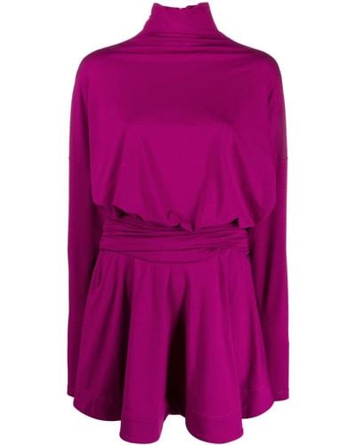 Pinko High-neck Belted Minidress - Purple