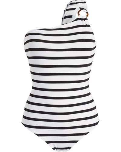 Vilebrequin Friza Striped One-shoulder Swimsuit - White