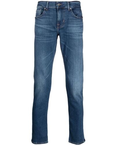 7 For All Mankind Jeans Met Logopatch - Blauw