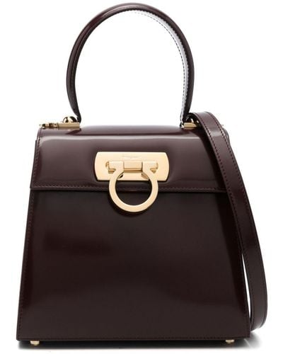 Ferragamo Iconic レザーハンドバッグ S - ブラック