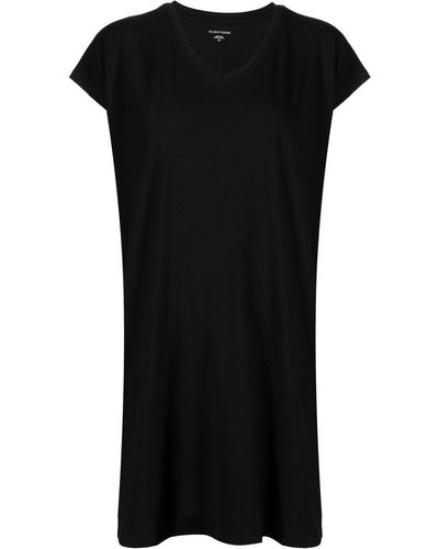 Eileen Fisher V-neck Short-sleeve Mini Dress - Black