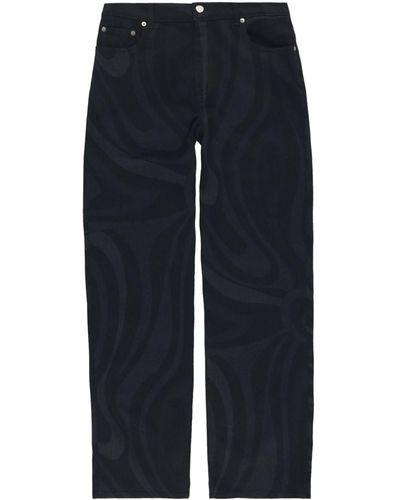 Emilio Pucci Straight-Leg-Jeans mit Marmo-Print - Blau