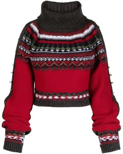 Monse Patterned-intarsia Knit Sweater - Red