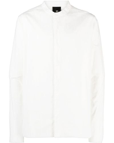 Thom Krom Band-collar Contrast-stich Shirt - White