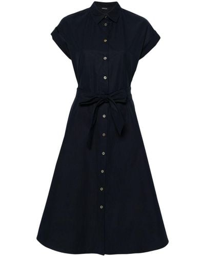 Kiton Belted Cotton Midi Dress - Blue