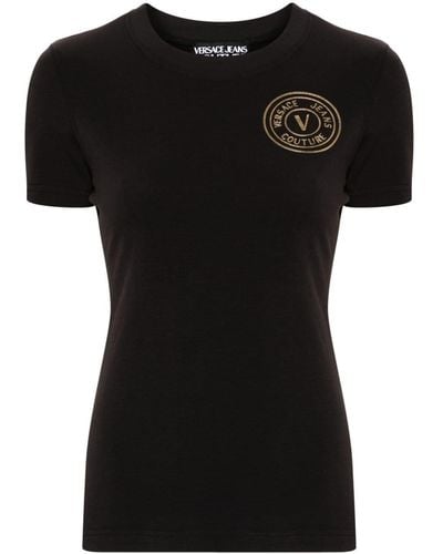 Versace Vエンブレム Tシャツ - ブラック