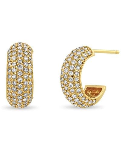 Zoe Chicco 14kt Yellow Gold Half Diamond Hoop Earrings - Metallic