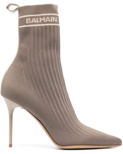 Balmain Botas estilo calcetín con puntera en punta - Marrón