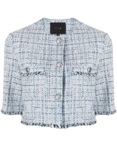 Maje Short-sleeve Tweed Jacket - Blue