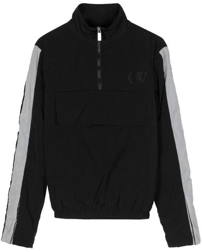 Off-White c/o Virgil Abloh Logo-embroidered Half-zip Jacket - Black