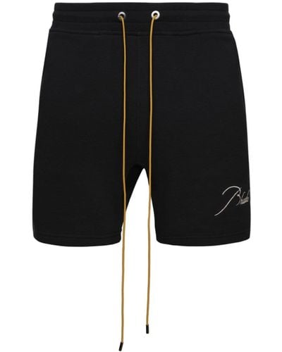 Rhude Pantalones cortos de chándal con logo bordado - Negro