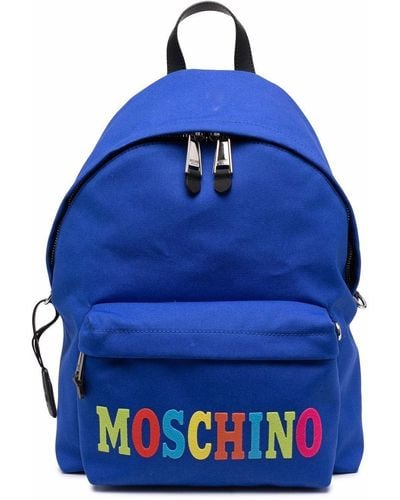 Moschino フロックロゴ バックパック - ブルー
