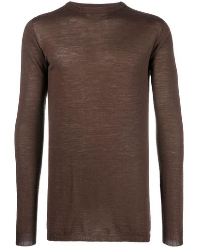 Rick Owens Crew-neck Virgin Wool Jumper - Brown