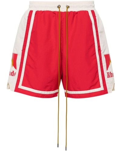 Rhude Moonlight Mid-rise Track Shorts - Red