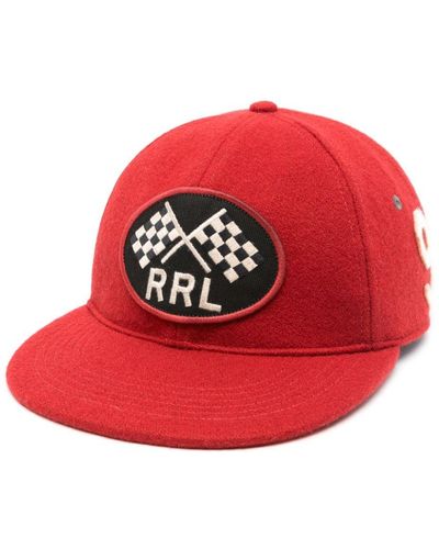 RRL Gorra afelpada con aplique del logo - Rojo