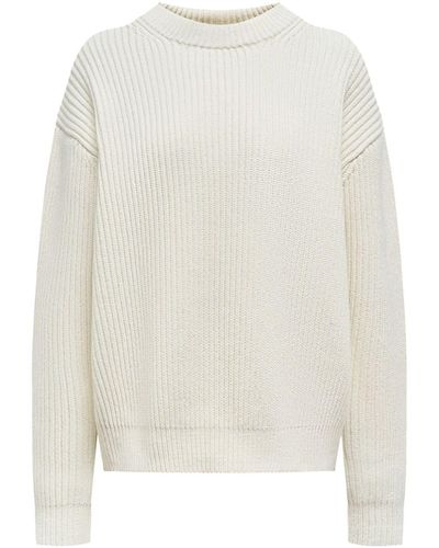 12 STOREEZ Ribbed-knit Cotton Jumper - White