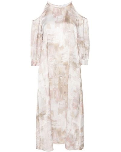 Peserico アブストラクトパターン ドレス - ホワイト