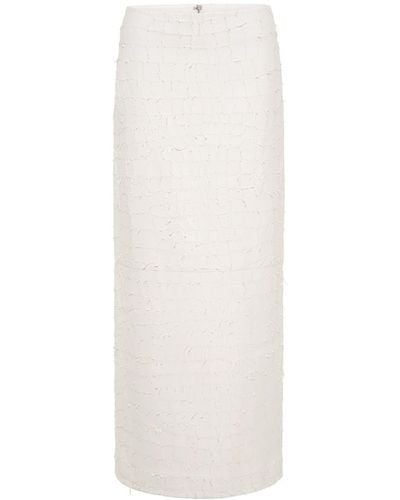 Dion Lee Snake Etched Leather Maxi Skirt - White