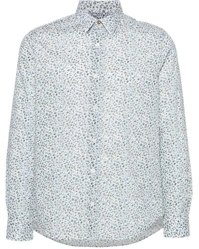 Paul Smith Floral-print Cotton Shirt - Blue