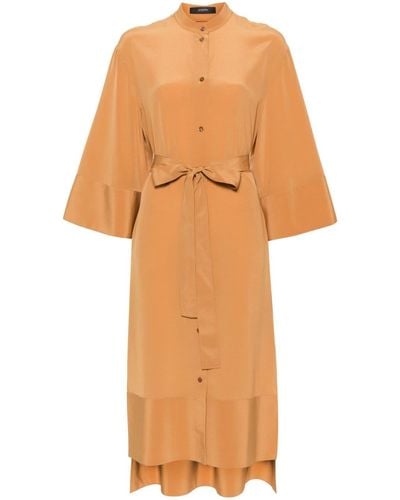 JOSEPH Robe-chemise en soie à design sans col - Orange