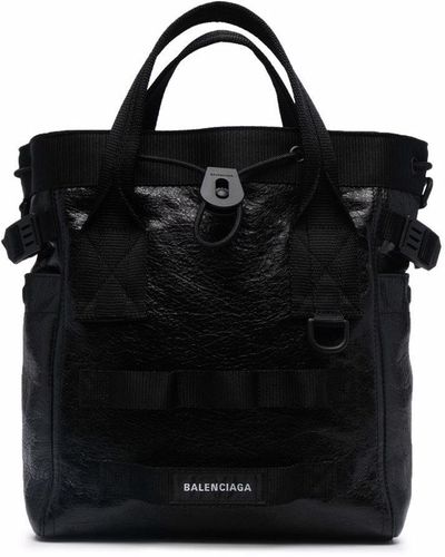 Balenciaga Petit sac à main Army à logo brodé - Noir