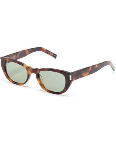 Saint Laurent Tortoiseshell-effect Square Sunglasses - Brown