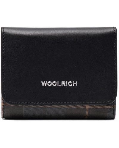 Woolrich Portafoglio bi-fold con motivo tartan - Nero